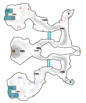 Ice Fields' weapon and power-up locations.