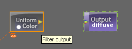 To create a connection, left-click the output pin on the first node and drag it towards the input pin on the 
second node
