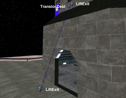 Bots will translocate up this path, and jump down.