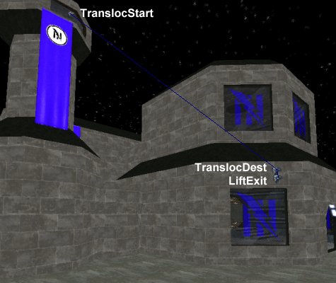 The TranslocDest is about 350 UUs above the ground.