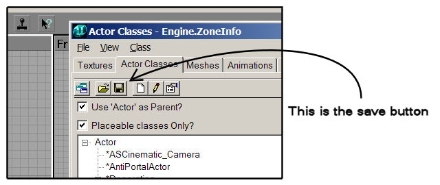 The button to save the actor's default properties