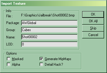 Import texture window