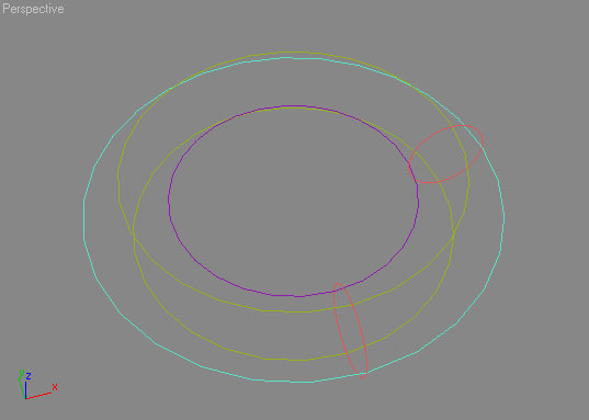 Note the extra part of the circles, they need to be removed to leave just a 90 degree section