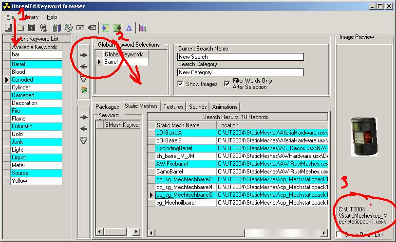 UnrealEd Keyword Browser by odinfix/Fixell Software Innovations