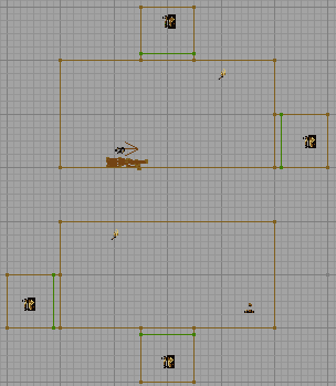 This is the front view of a level with 4 Warp Zones on it.  And yes it is possible to shoot yourself in the back with the rocket launcher in the level, or at least it would be if the rocket actors spawned on firing actually did collision detection with the actor which spawned them.